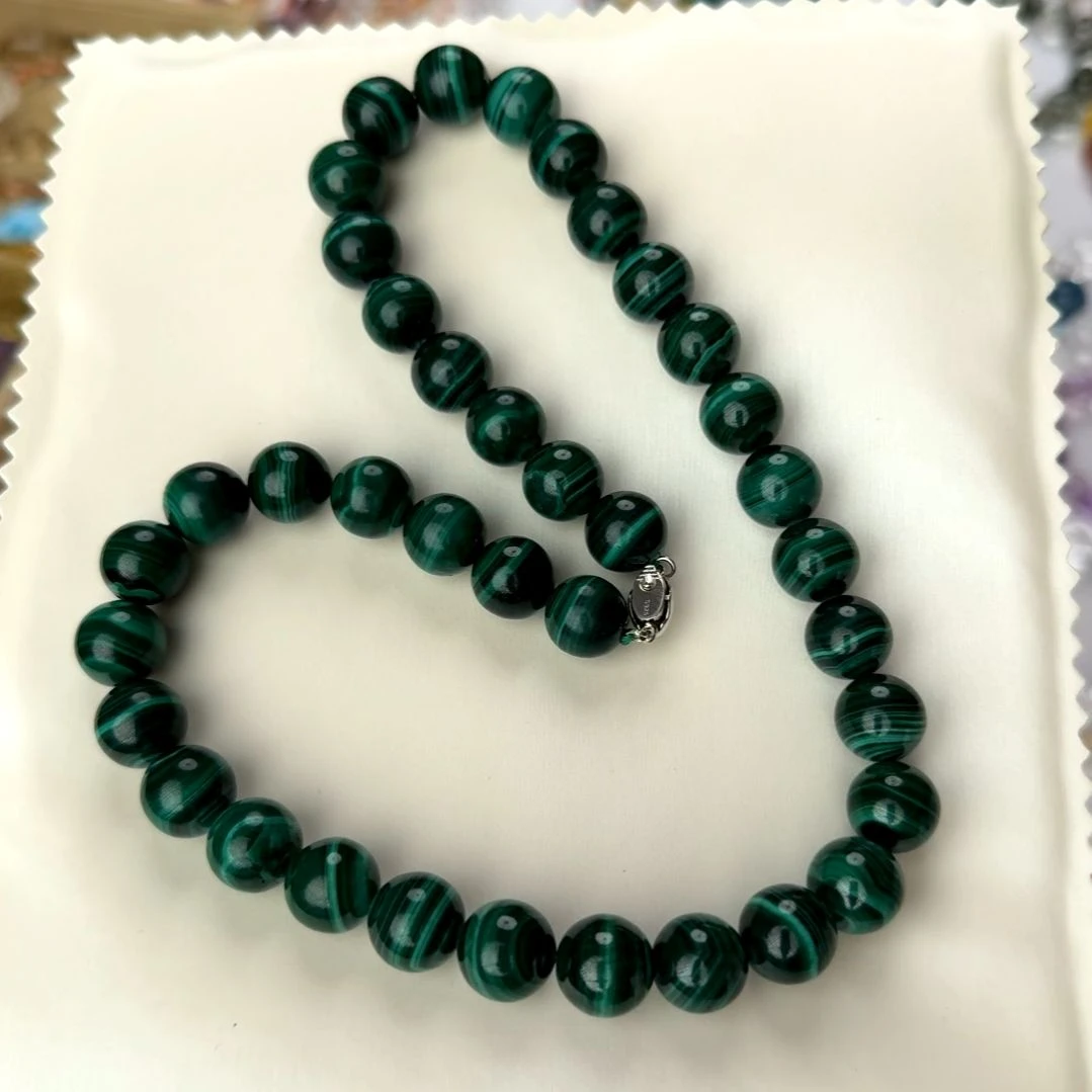 孔雀石颈饰银S925镶嵌项链