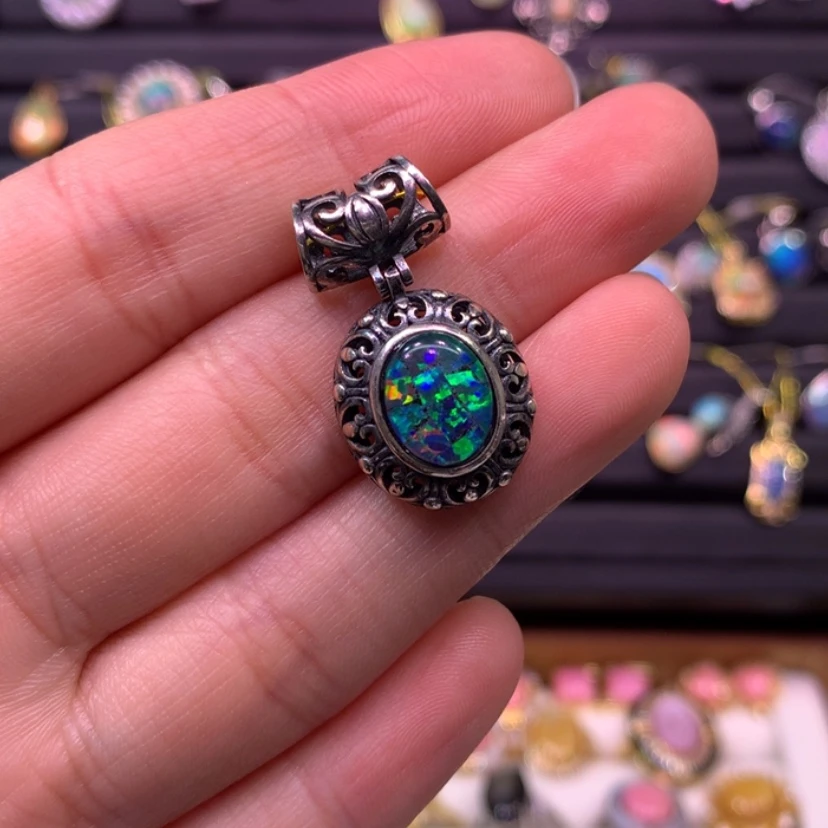 【闪购商品】欧泊吊坠款式银S925镶嵌