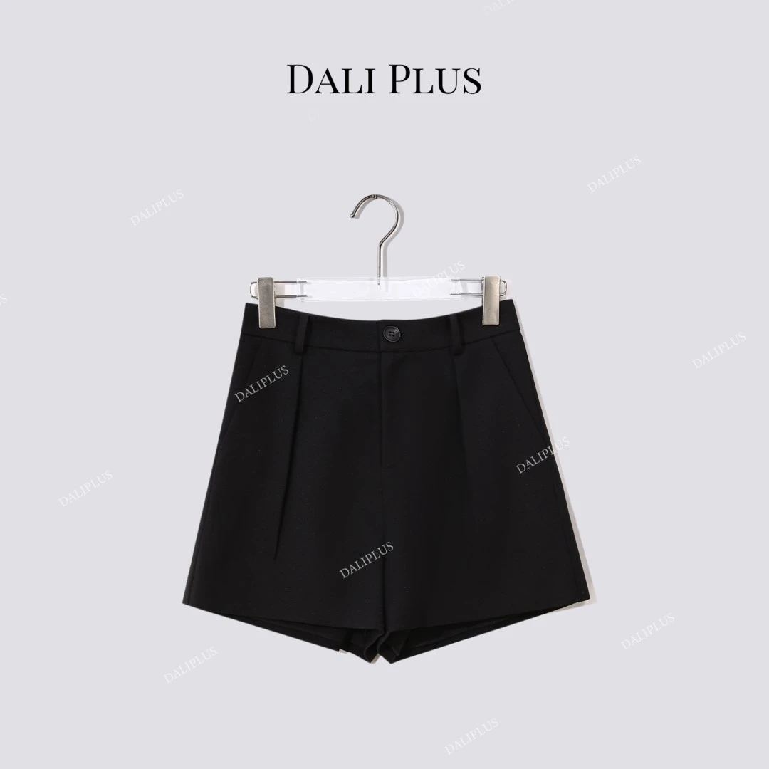 DALI PLUS“一粒扣短裤”新款醋酸天丝羊毛高腰百搭短裤-D5SS7228