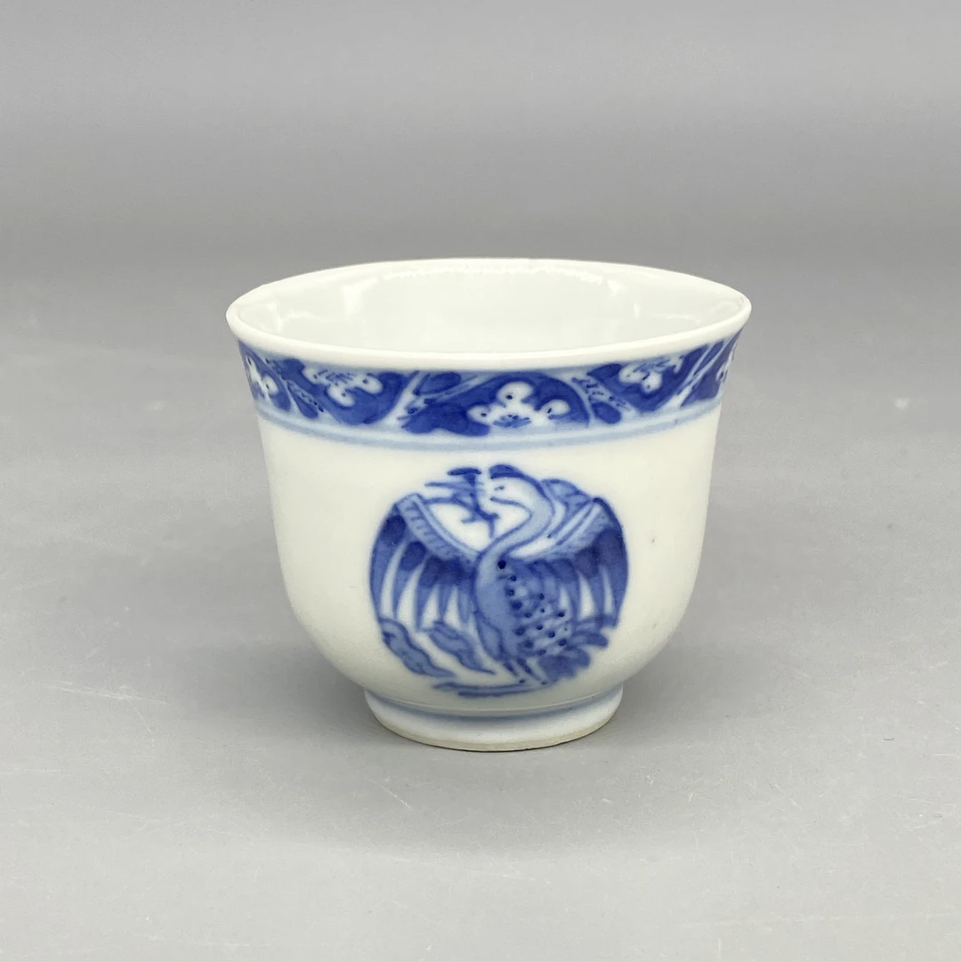 62510318*清光绪青花团鶴纹杯/瓷器六/江苏省文物总店/MM