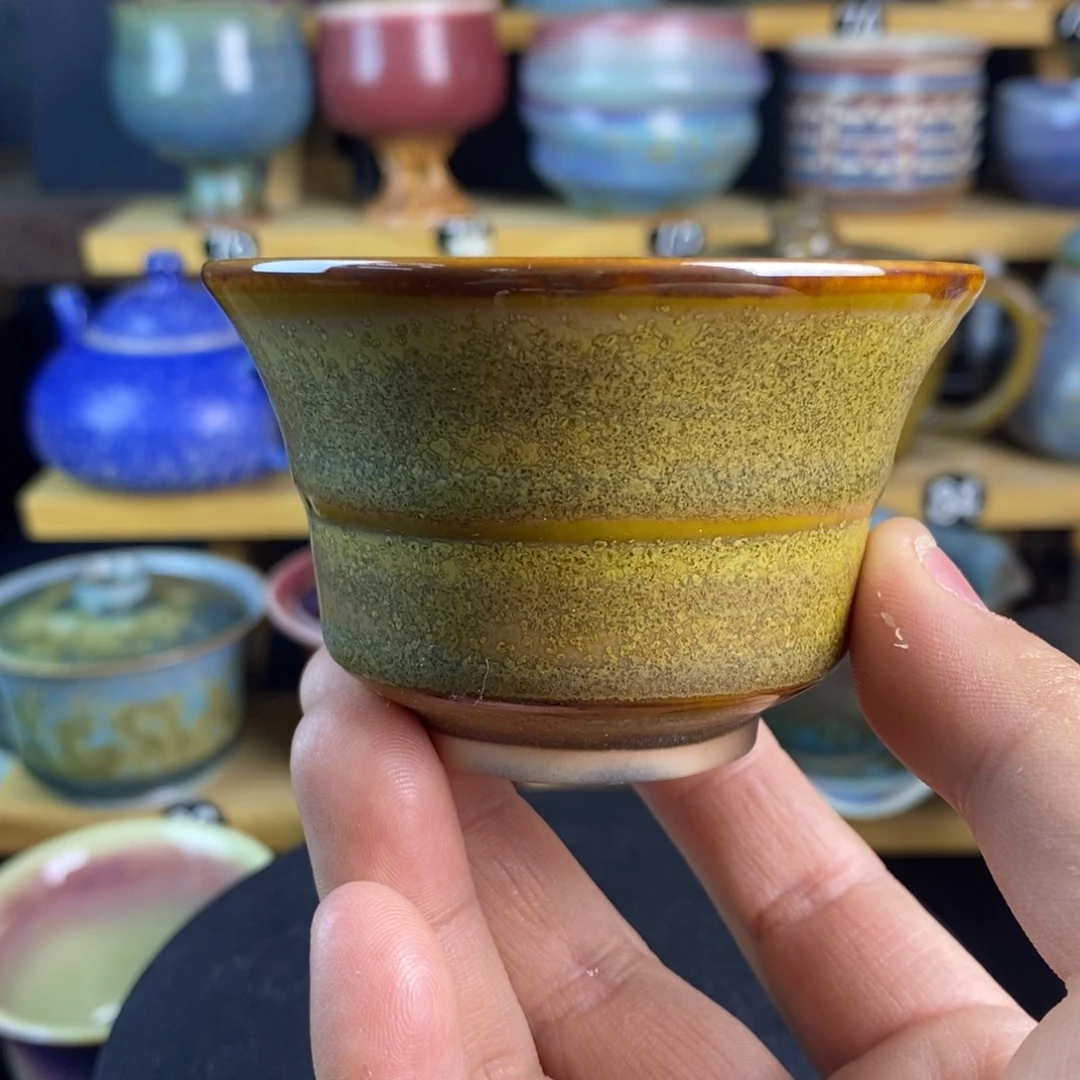 陶摆件高超钧窑碳质福利敞口杯