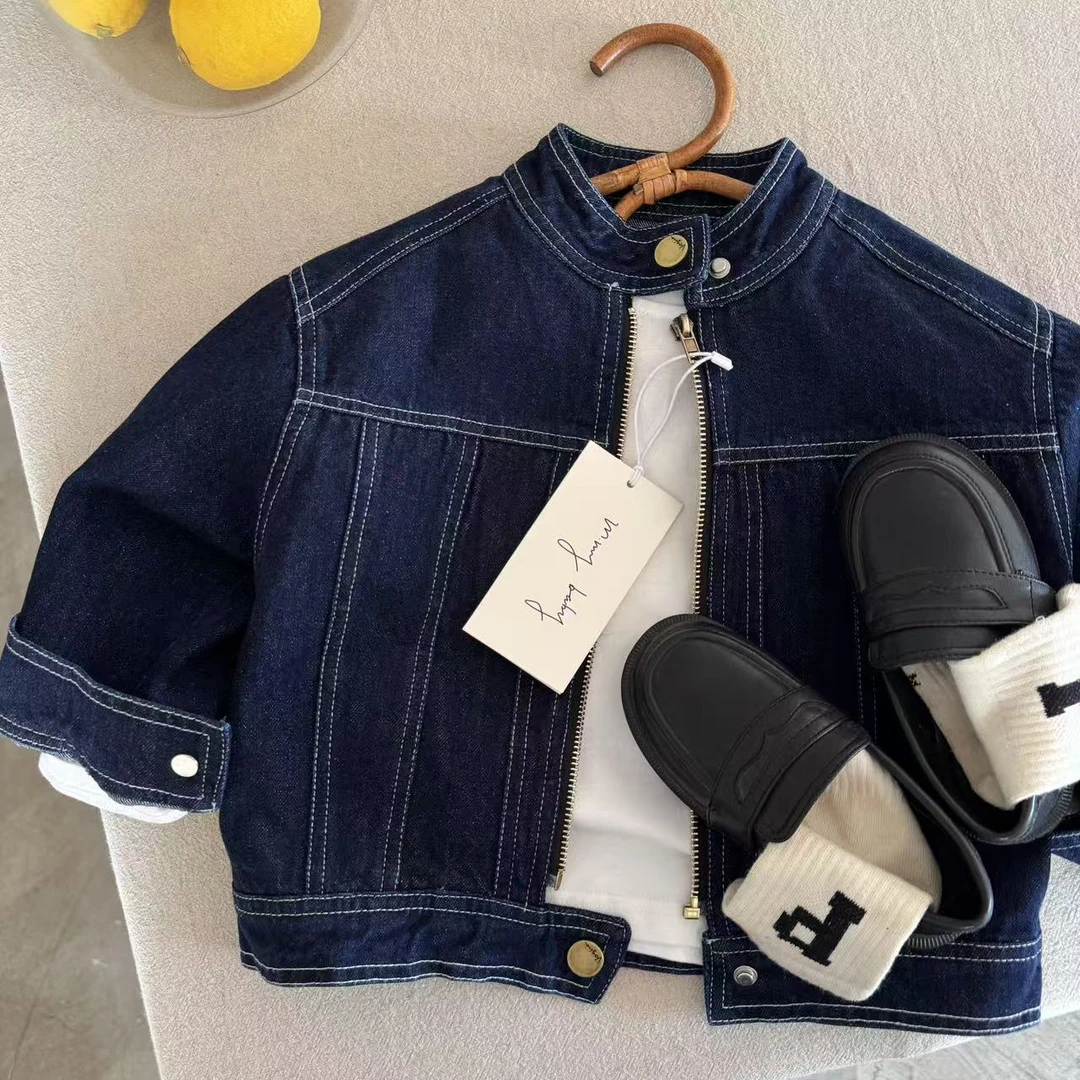儿童外套2025秋季新品男女童纯色牛仔外套宝宝复古外套潮51334