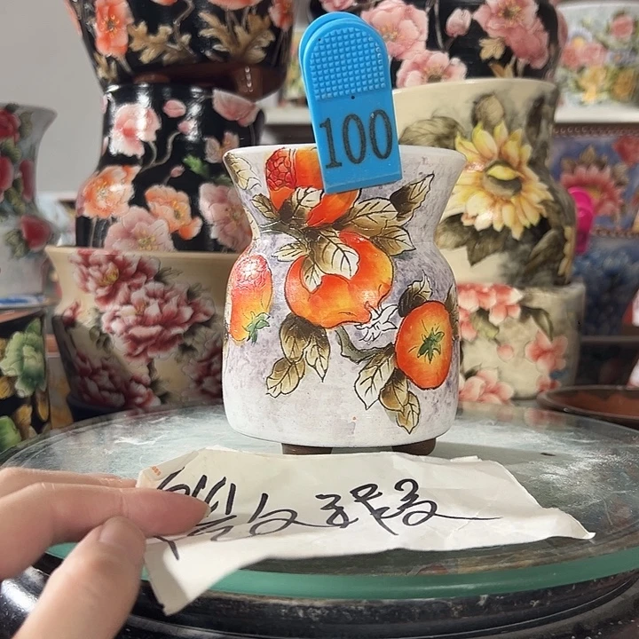 景德镇幸运花盆手绘韩式花盆