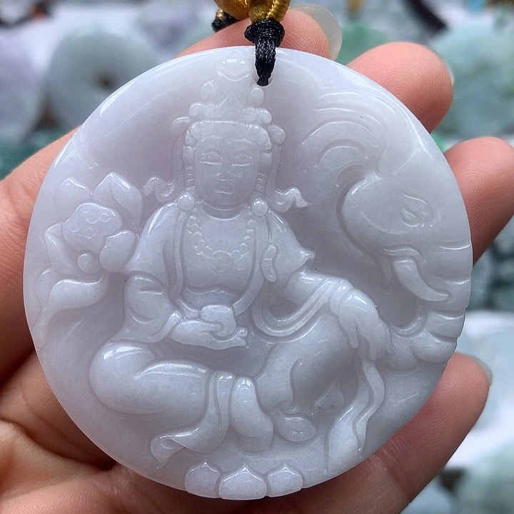 翡翠未镶嵌颈饰普贤菩萨卡厚8.9