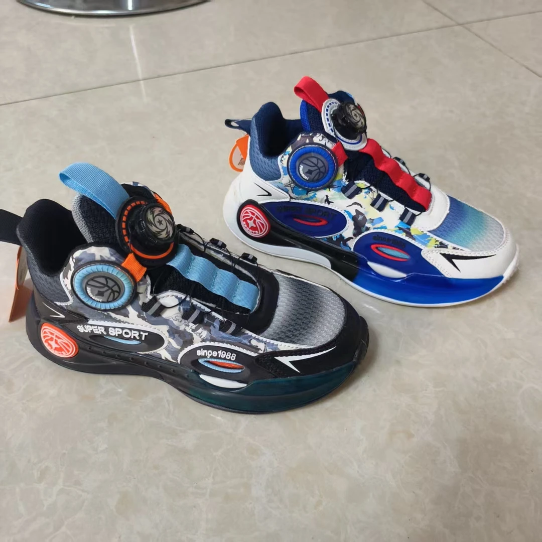 按内长拍晶宝娃双网轻底纽扣儿童运动鞋38-40码2311