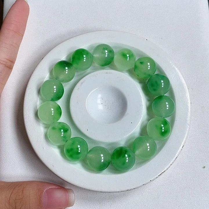 卡12+飘绿花手串15颗