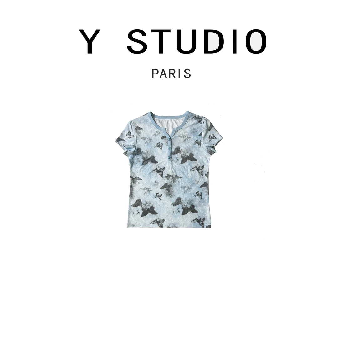 【大妮专属】【花开云舒】新款百搭圆领短袖T恤女BU-DNH568