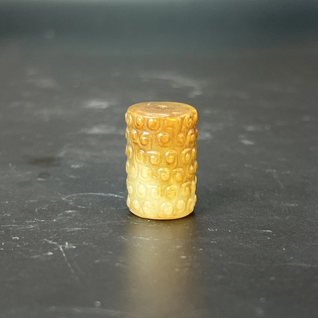 "清代和田玉勾云纹勒子/ DL003060/ 古玩/收藏/德州文物"