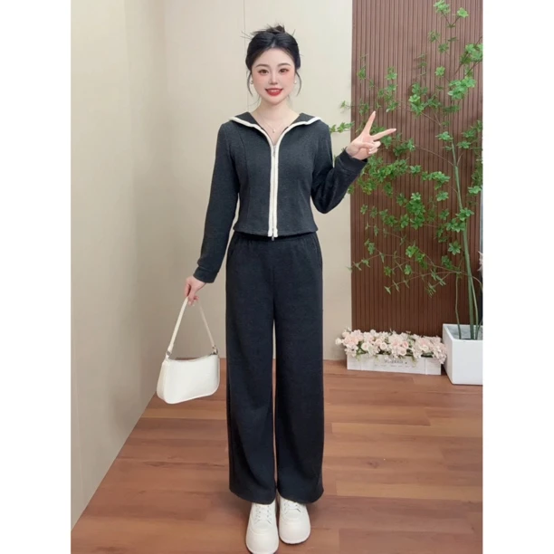 【蜜衣橱】新款小个子显瘦时尚气质韩版简约休闲通勤百搭上下套装女