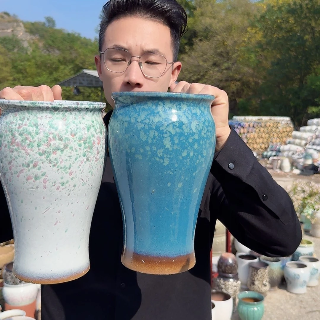 紫砂花盆口15高25（两个美人鱼武