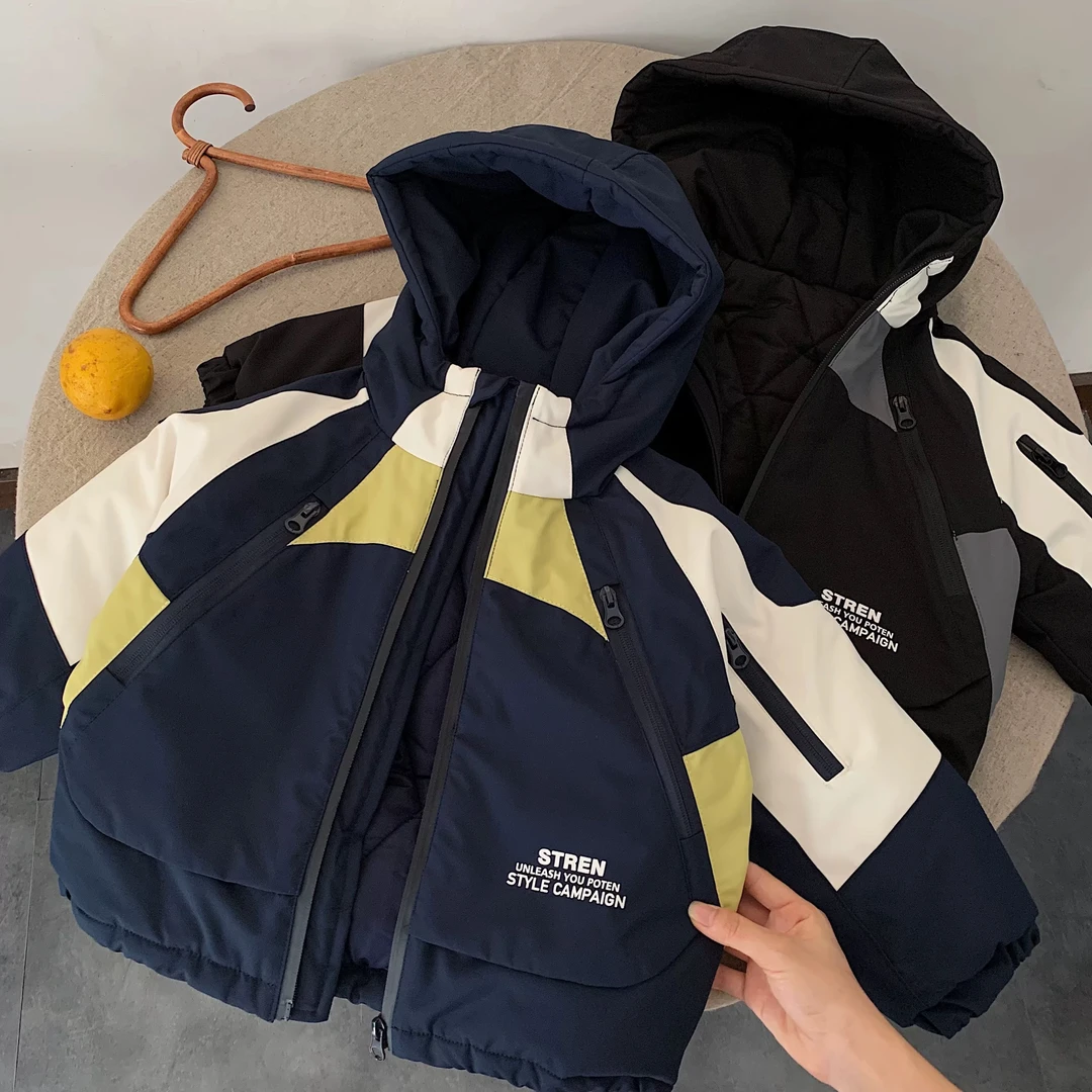 男童棉服2025新款秋冬男童潮牌夹棉外套宝宝儿童加厚保暖冲锋衣潮