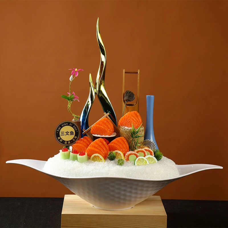 三文鱼刺身姿造模型 三文鱼拼盘模型 刺身模型 仿真三文鱼模型