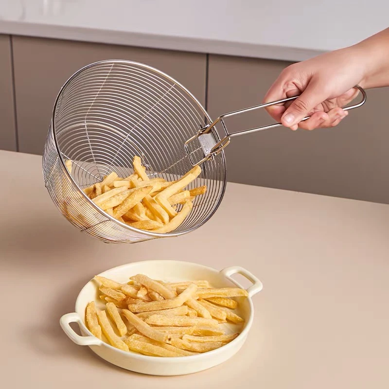 食品级304不锈钢油炸篮沥水篮水果篮洗菜篮家用圆形多功能漏网篮