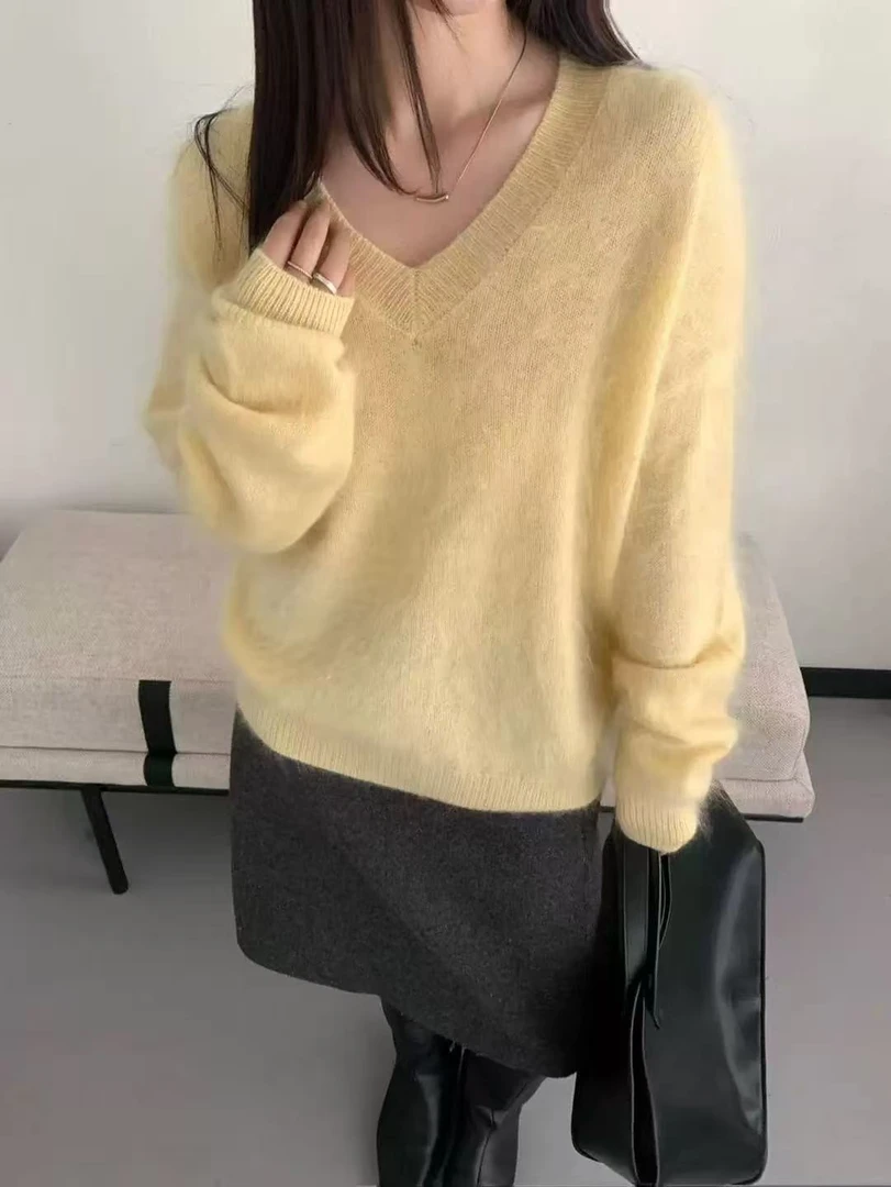 【鑫绒毛衣】毛针织衫中长款v领打底针织衫打底针织衫Y000-A308