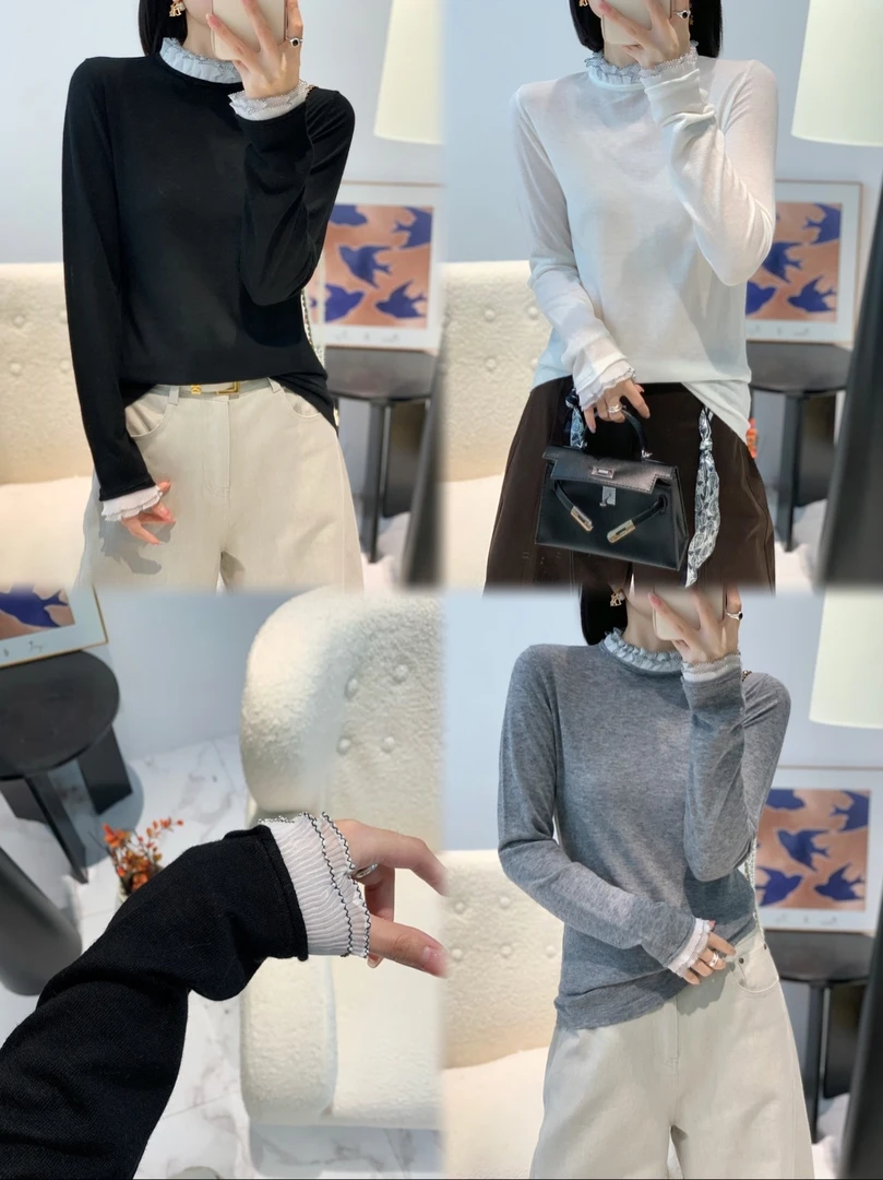 11569-2510厚款宽松型衫针织百搭纯色修身内搭打底衫女士