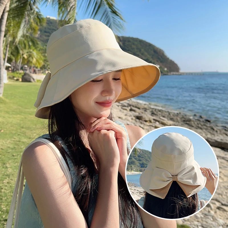 Dorain朵澜夏季渔夫帽女休闲百搭大帽檐防晒帽防紫外线户外太阳帽