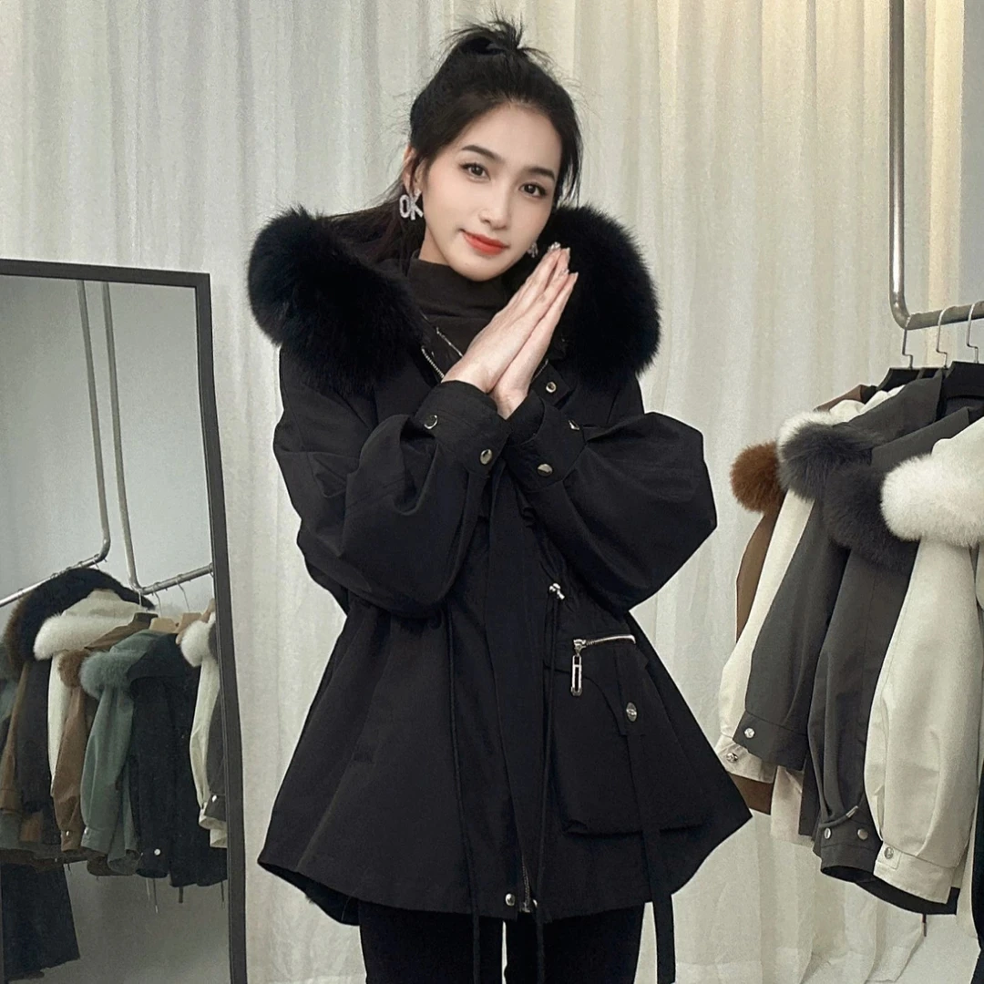 冬季真水貂内胆派克服真毛狐狸毛毛领，皮毛一体派克服