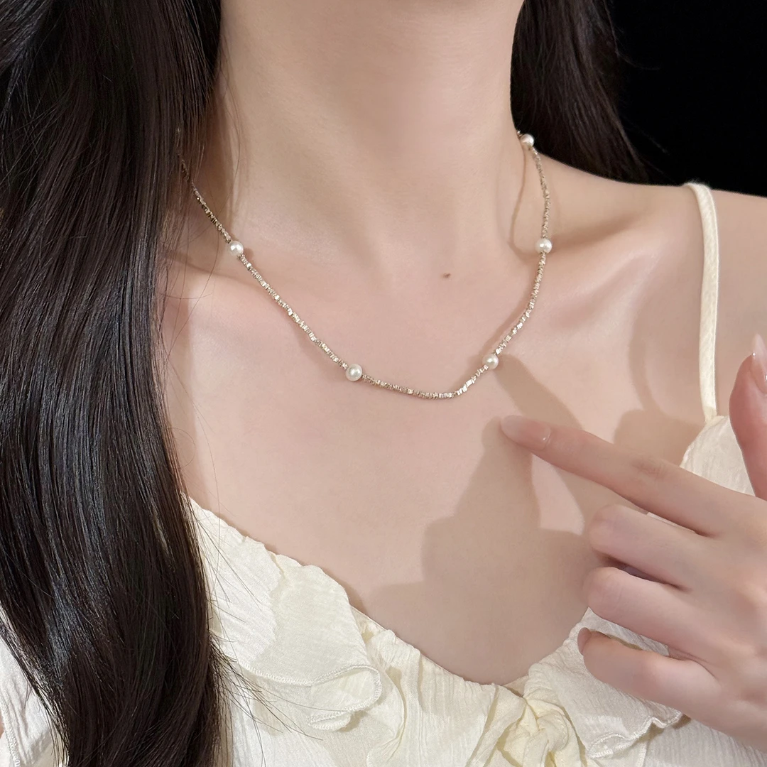 链子925银 「设计师」碎银几两珍珠项链女轻奢小众高级感锁骨链颈链