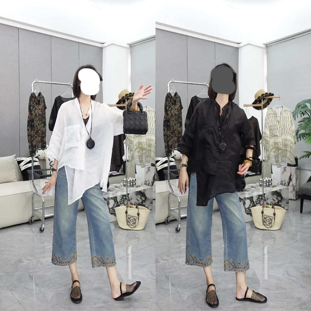 新款潮牌设计师轻奢不规则气质衬衫上衣休闲百搭时尚宽松