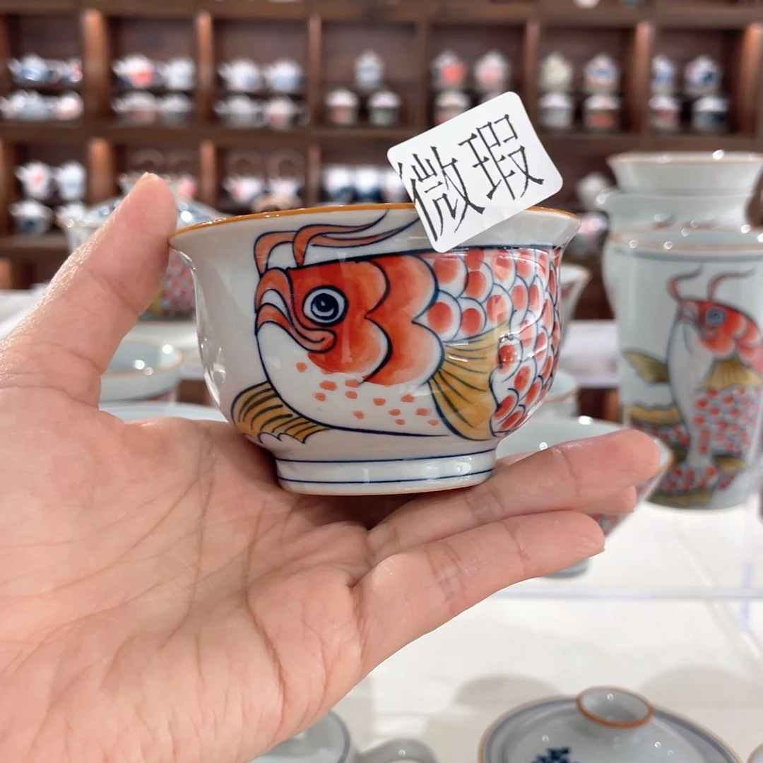 釉下手绘茶具微瑕