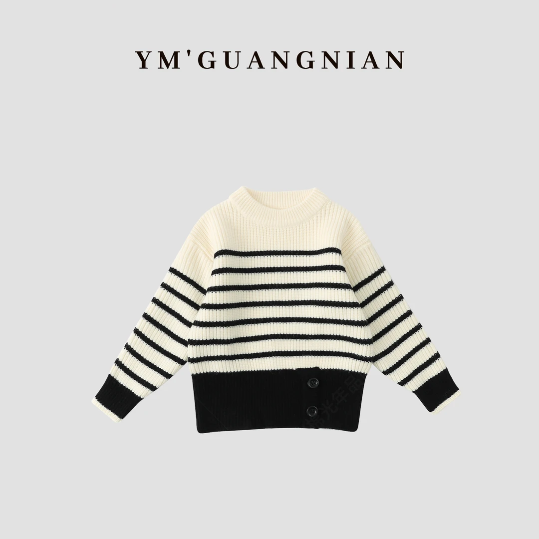 【幼棉光年】萌娃冬装加厚保暖毛衣条纹卡通针织衫528005