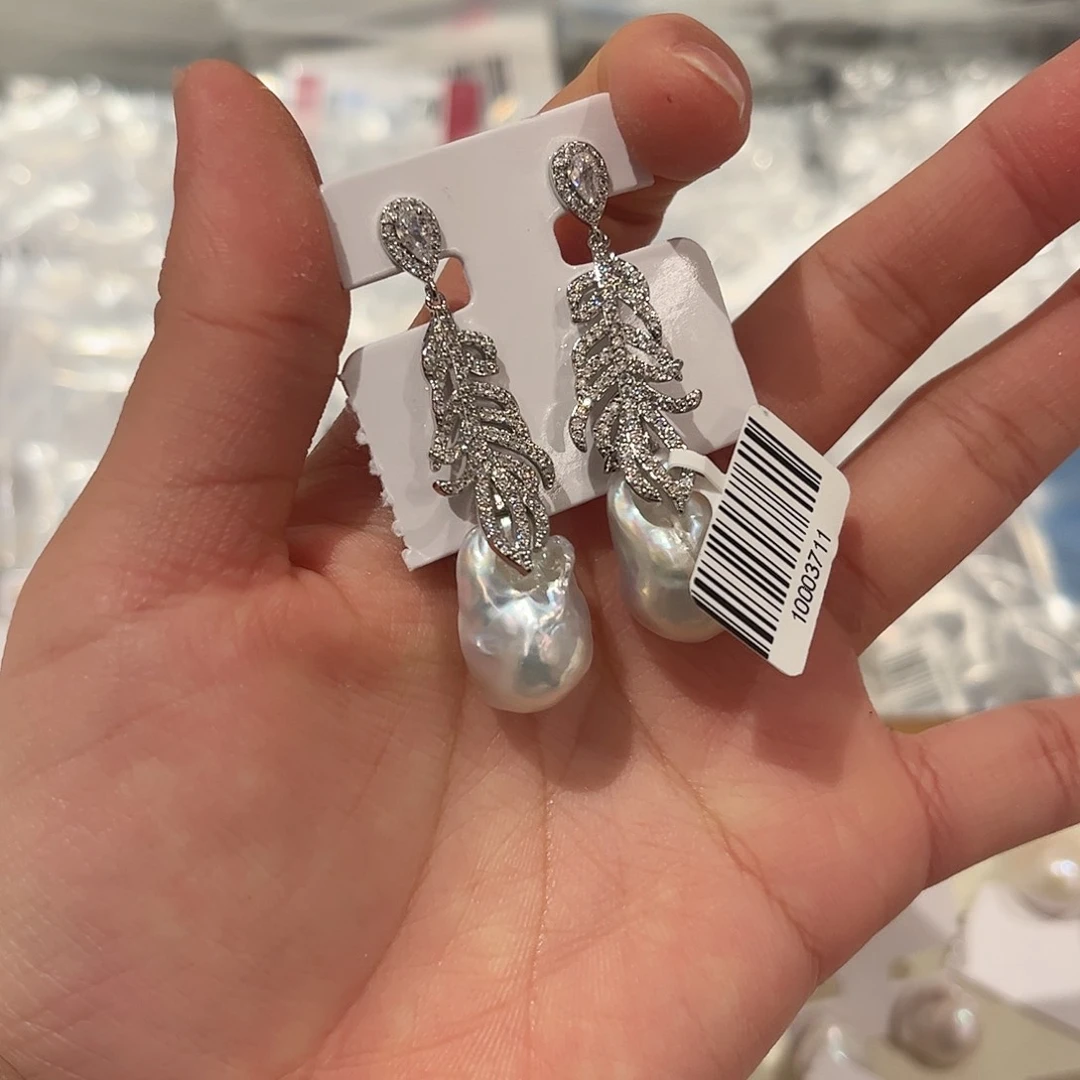 淡水珍珠耳饰合金