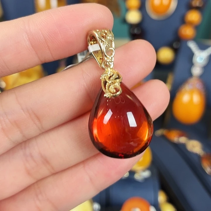 琥珀银S925镶嵌颈饰