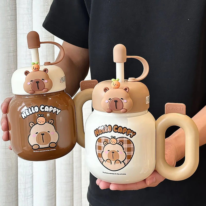 卡皮巴拉胖嘟嘟桌面保温杯