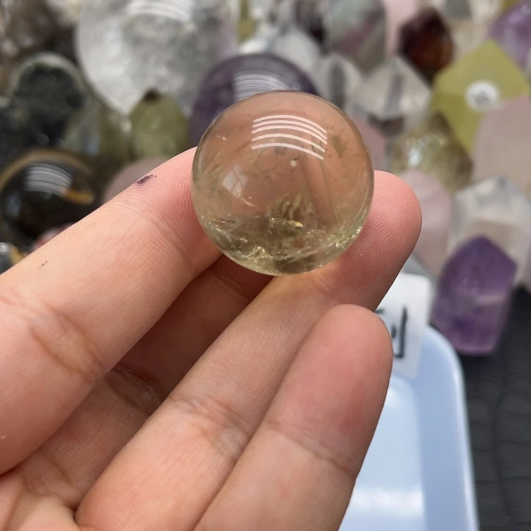 珠宝半成品未镶嵌水晶7 黄水晶球27mm