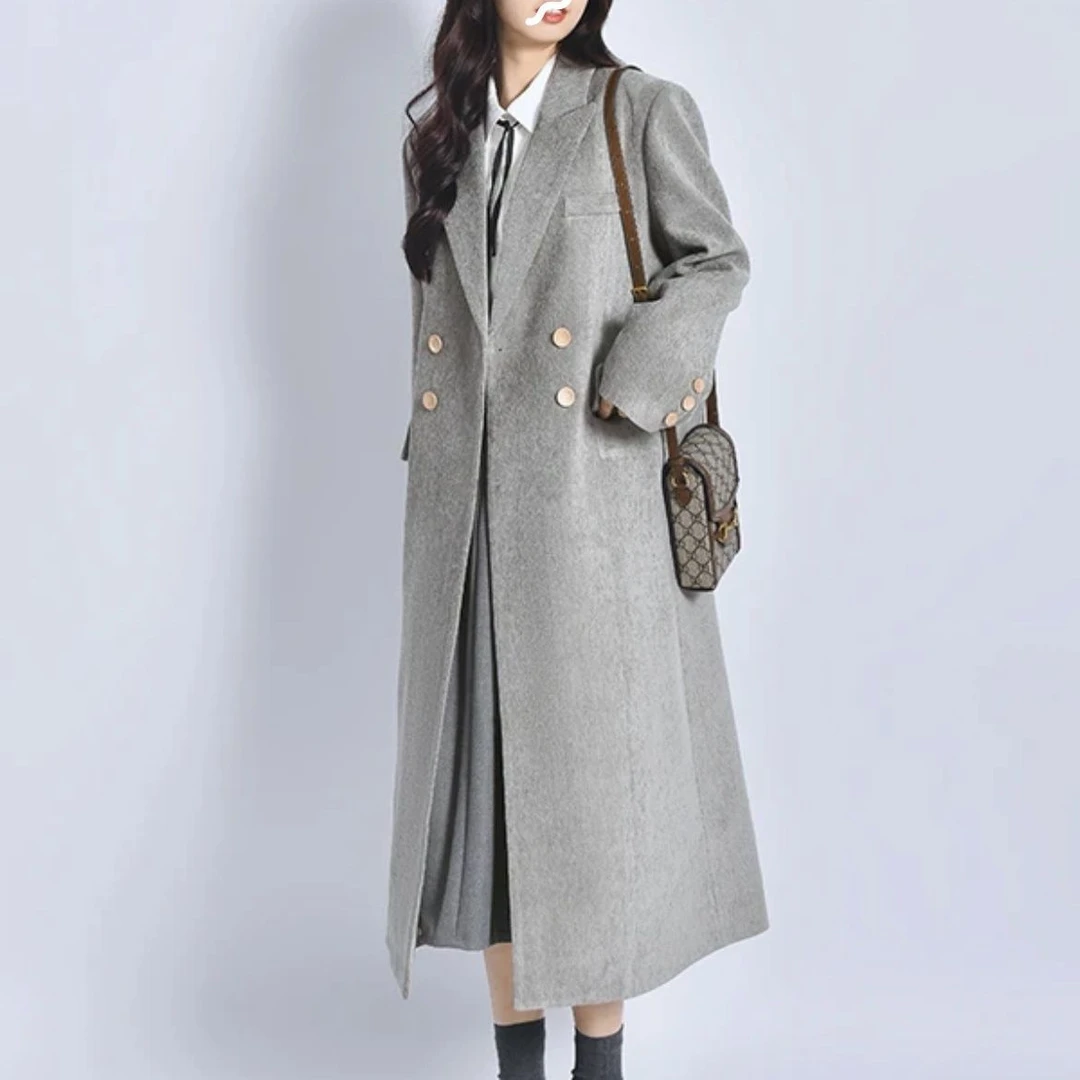 西装大衣女春秋季新品气质时尚复古高级感中长款宽松正肩西服外套