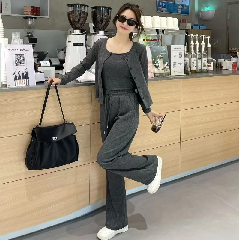 【吊带+外套+裤子】糯米三件套时尚套装A