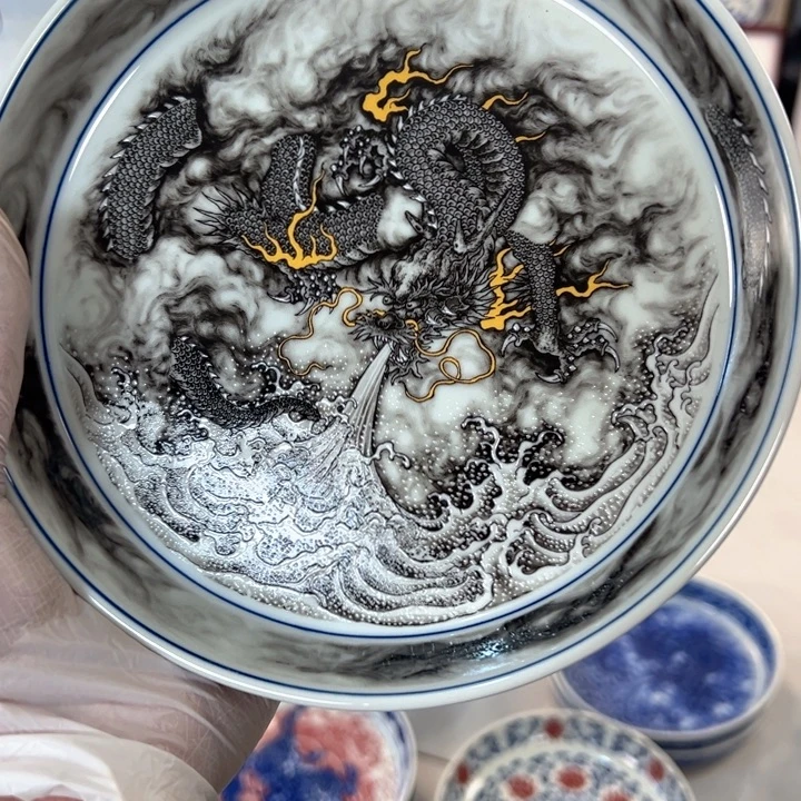 瓷片墨龙大壶承全品