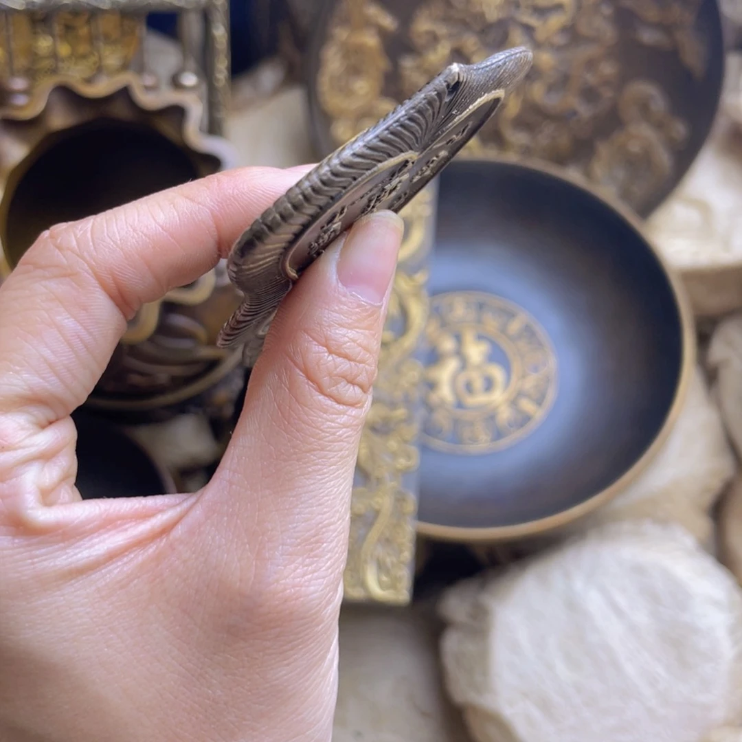 原矿风磨铜五明扇