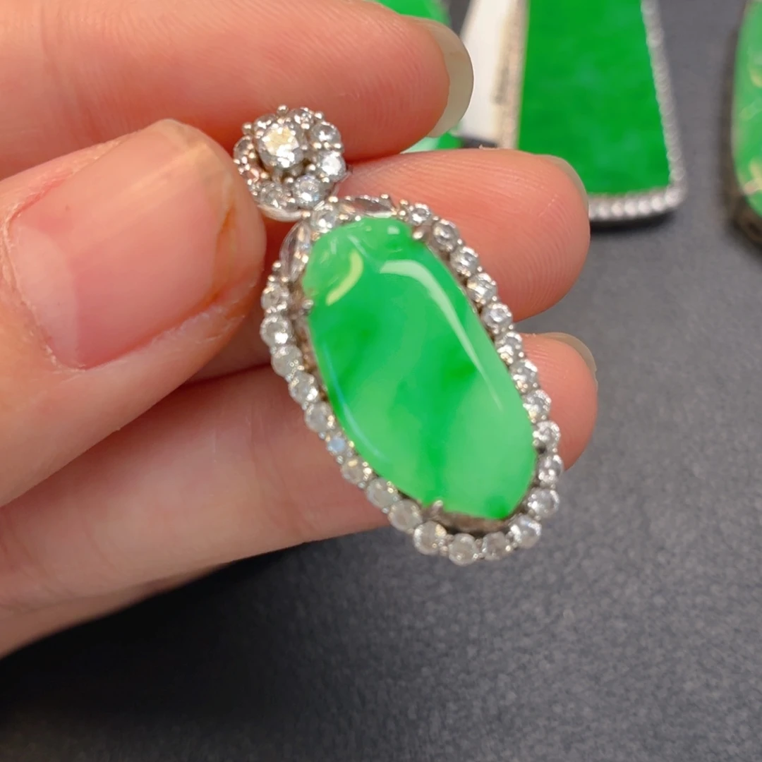 翡翠银S925镶嵌吊坠(不含链)