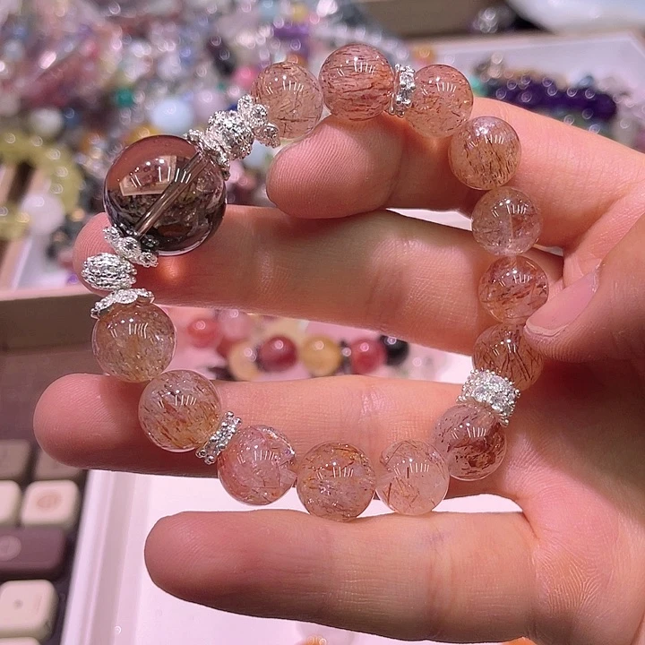 水晶手串未镶嵌黑镜超七