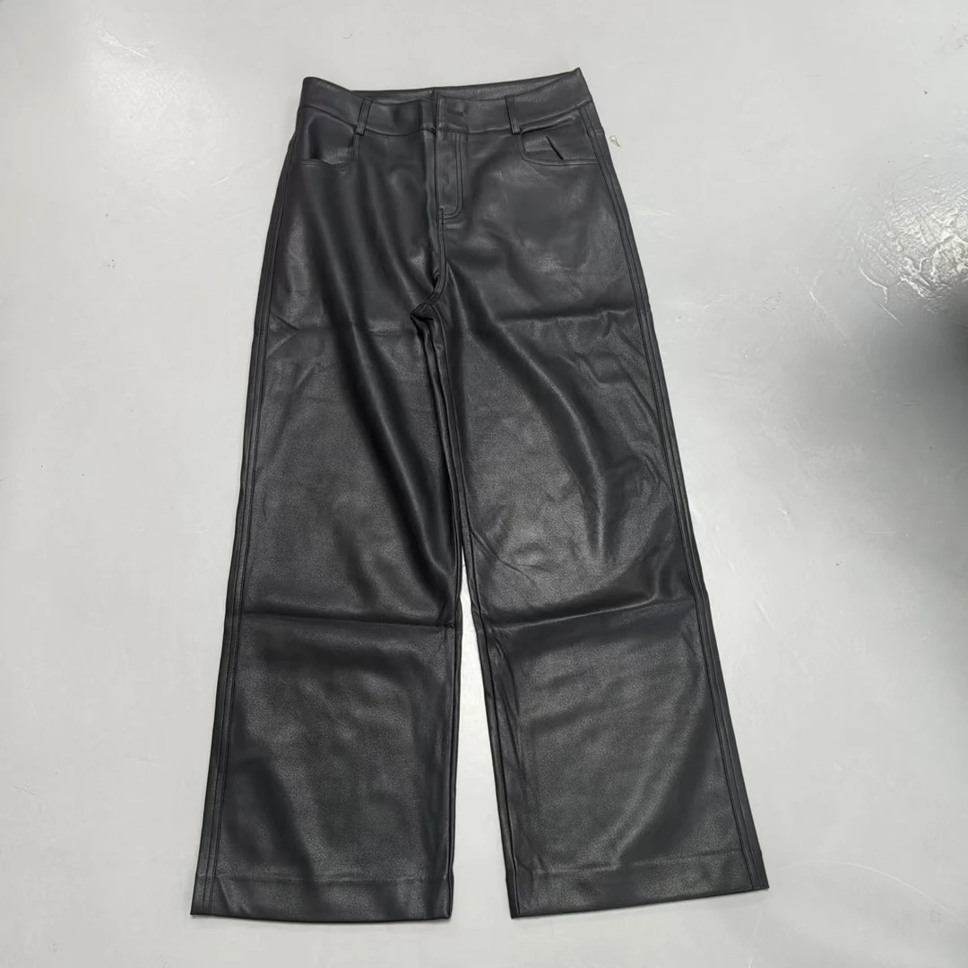 【南油玲姐】黑色皮面休闲裤A89132