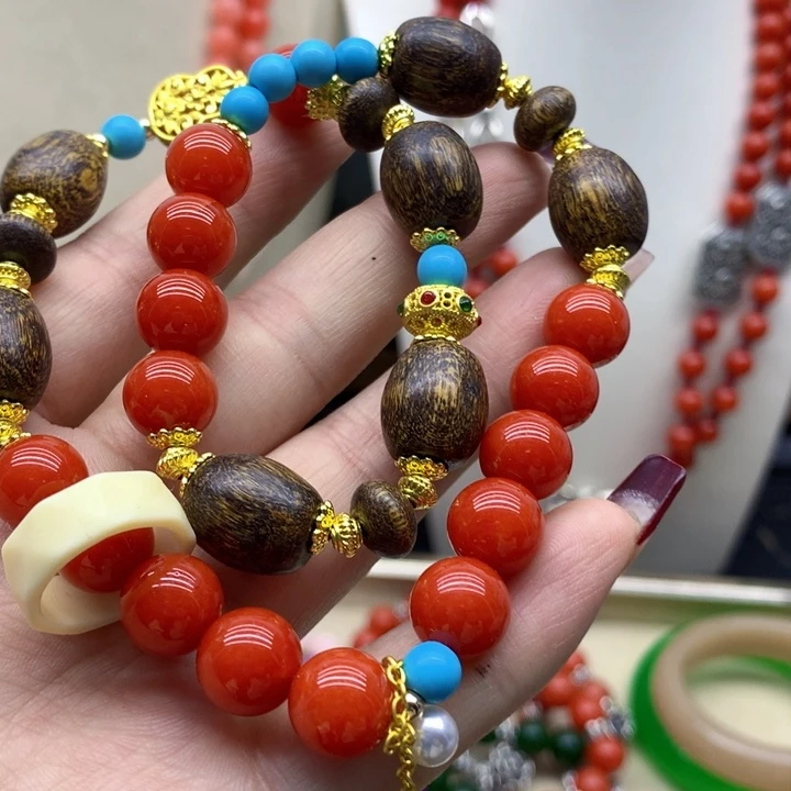 玛瑙/玉髓颈饰合金吊坠