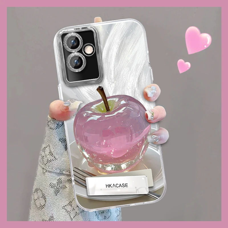 适用于oppoa2精孔羽纱晶莹粉苹果网红个性创意支架全包手机壳女款