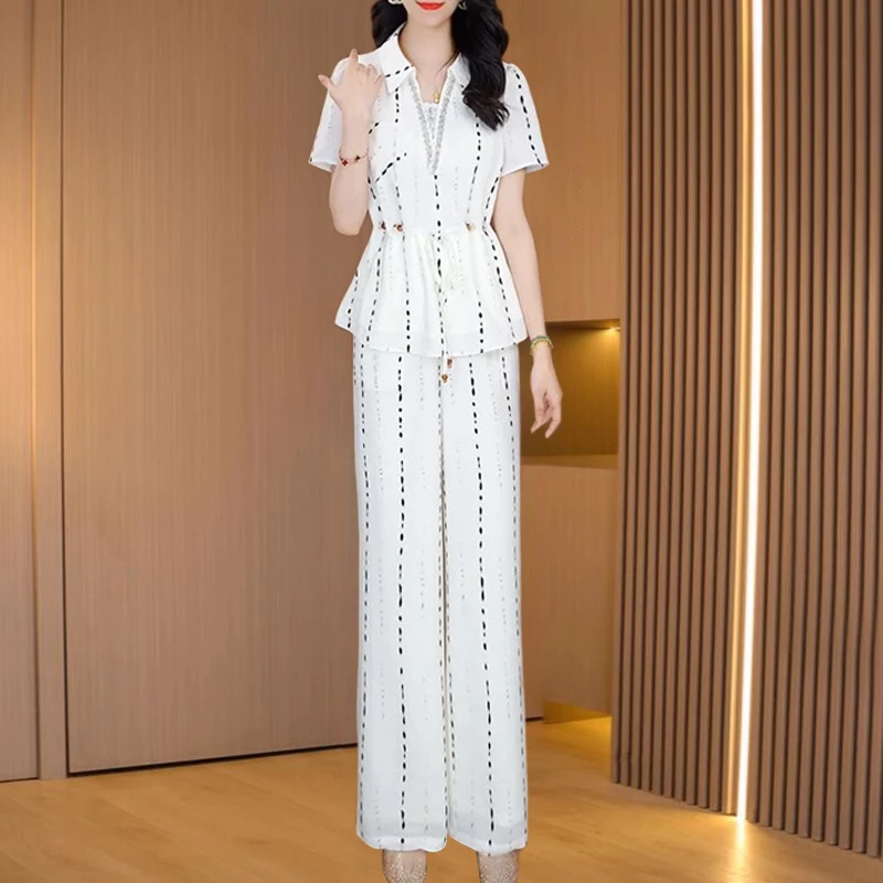 拉夏贝尔轻奢小众高级感休闲职业女套装2025夏季贵夫人40减龄两件