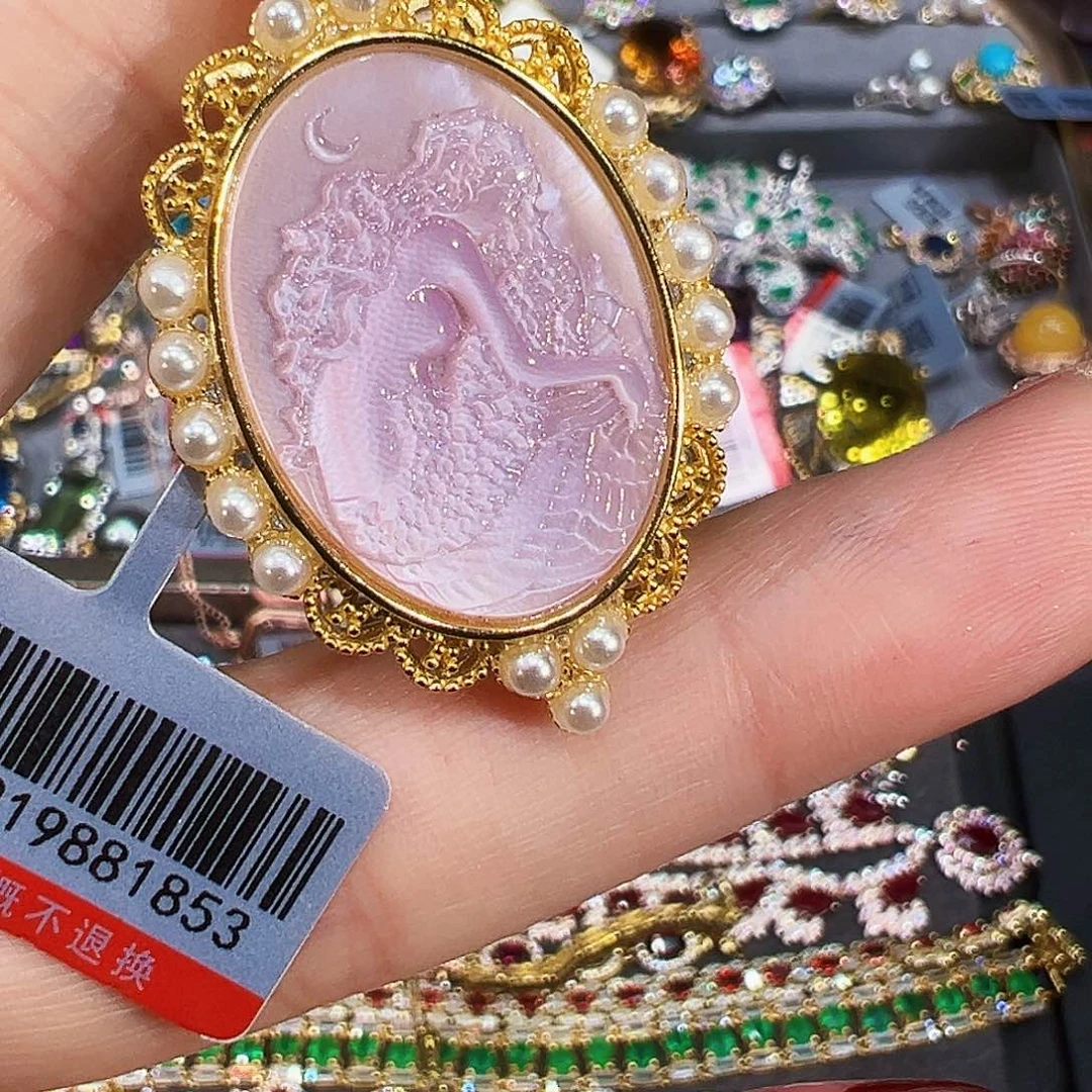 银S925镶嵌贝壳女王粉贝贝