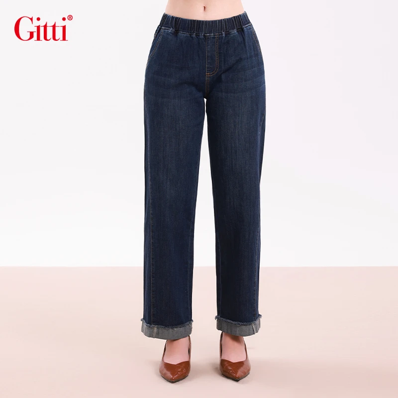 牛仔裤女2025秋季新款高腰宽松显瘦休闲百搭阔腿裤G255005