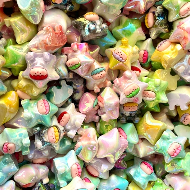 【九宫格】透色实色电镀许愿晕染星星莉莉丝 萌粒摆件