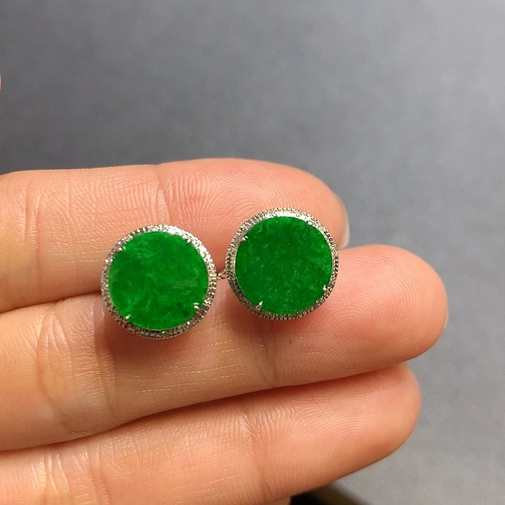 翡翠耳饰18K金镶嵌耳饰