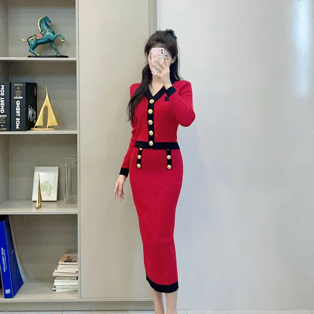 581/587小香风气质时尚洋气复古秋冬修身重工法式轻奢套装