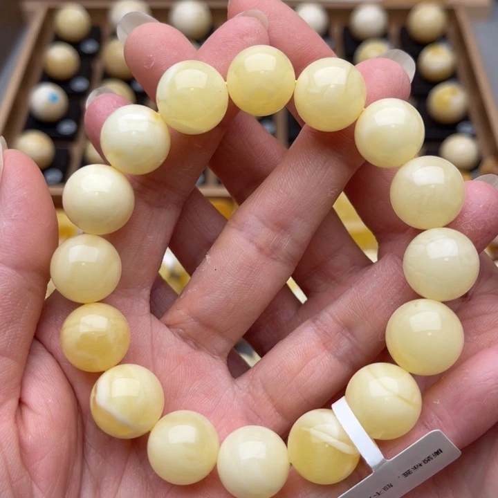 裸石琥珀未镶嵌蜜蜡瑕疵手串十四鸽