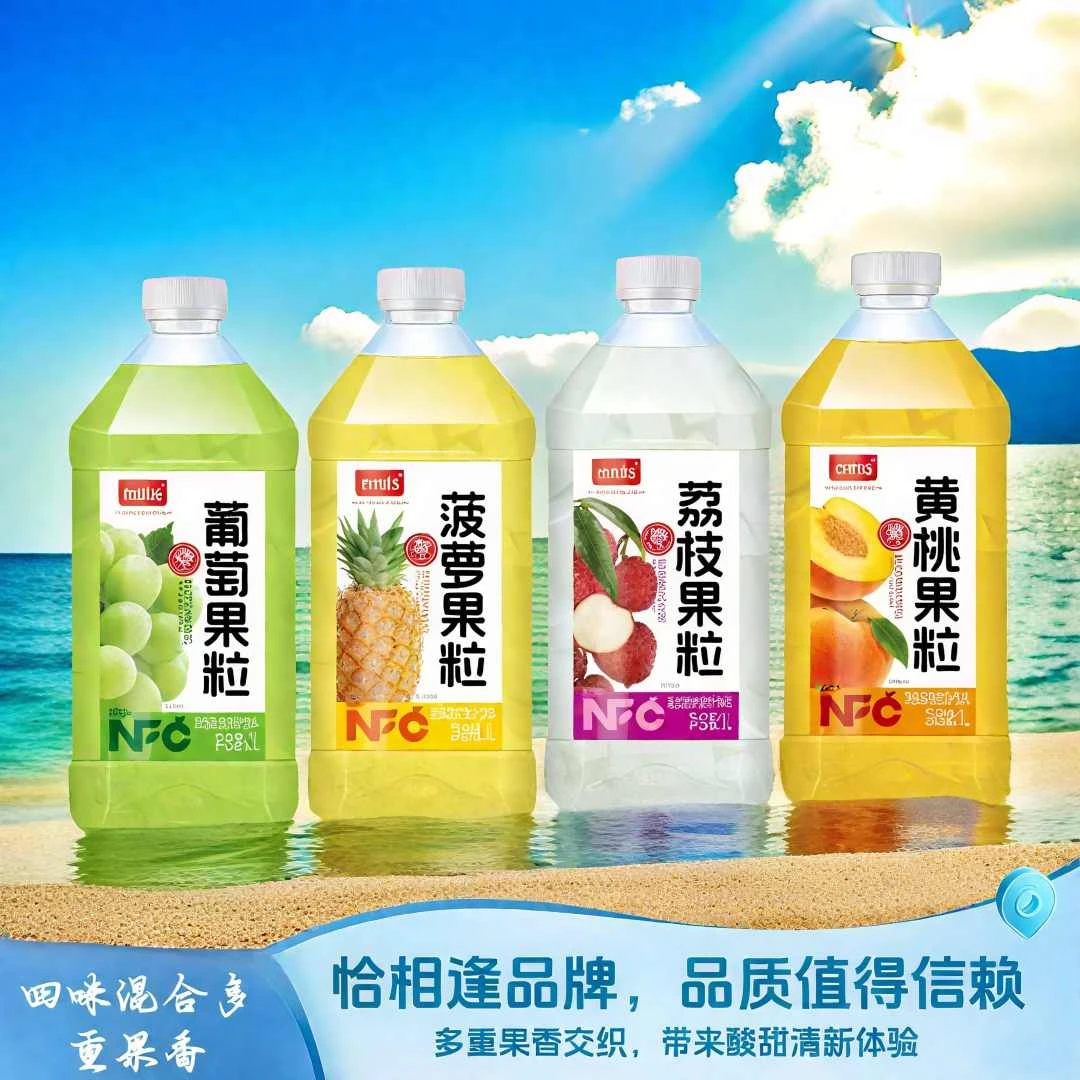 【清仓爆果粒】葡萄菠萝黄桃荔枝NFC四味混合果汁果肉饱满酸甜清爽