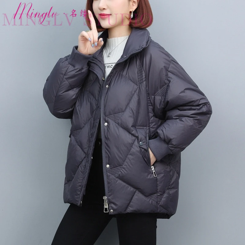 羽绒服女冬季2026新款轻奢名媛洋气宽松百搭小众立领时髦高档外套