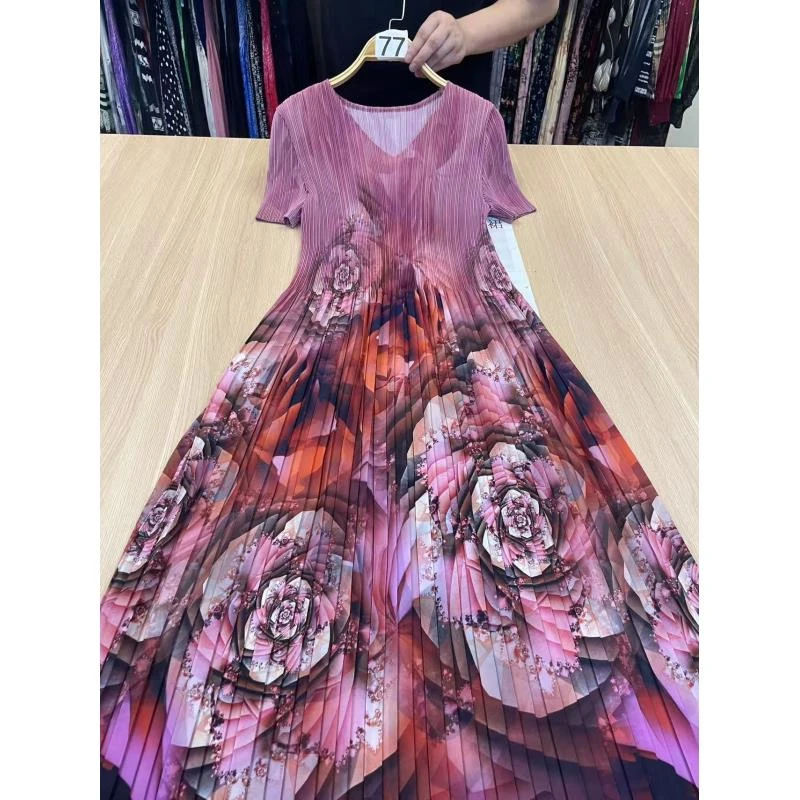 褶皱套头显瘦宽松纯色a型仙女连衣裙《77》