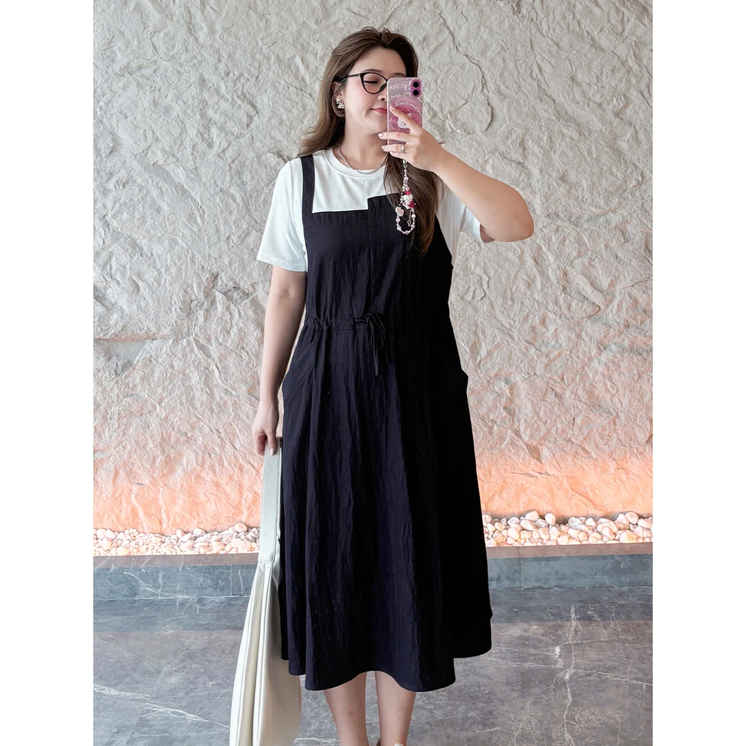 【假两件仿牛仔连衣裙】MsShe大码女装巨显瘦a字裙子K2505024