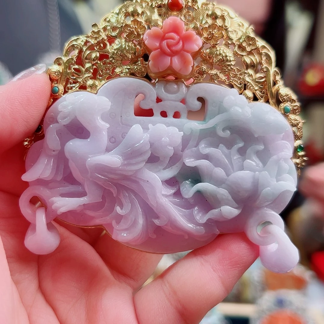 翡翠银S925镶嵌颈饰国风